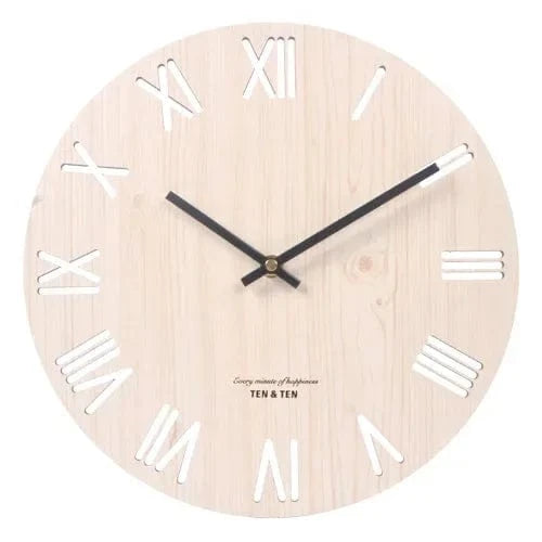 Horloge Murale en Bois - Chiffres Romains