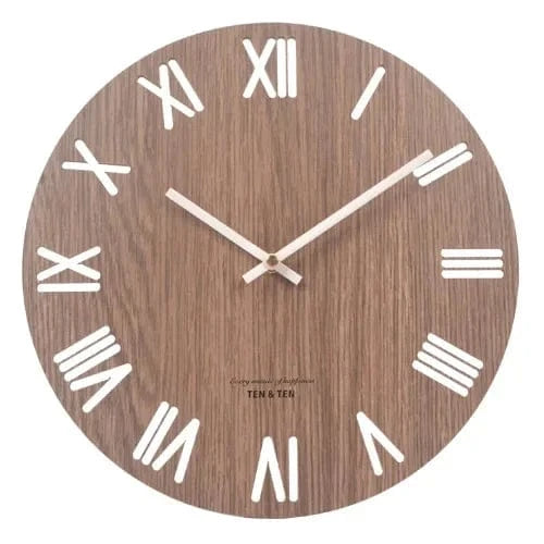 Horloge Murale en Bois - Chiffres Romains