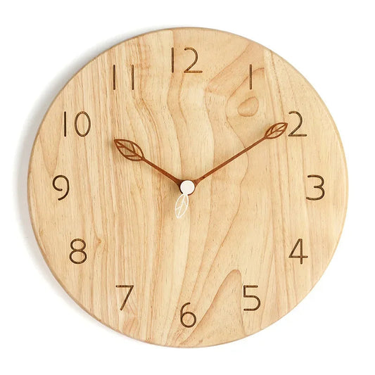 Horloge murale feuille en bois
