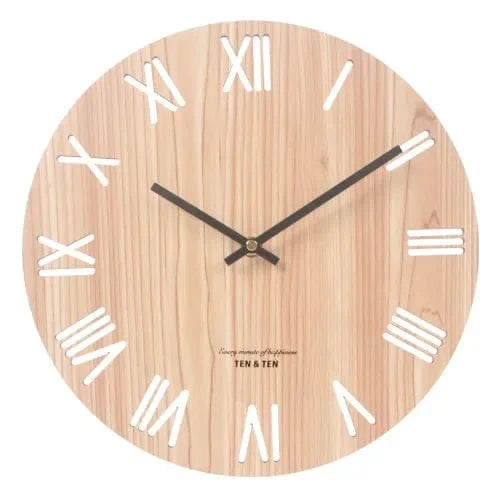 Horloge Murale en Bois - Chiffres Romains