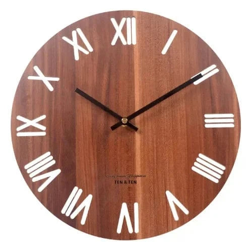 Horloge Murale en Bois - Chiffres Romains